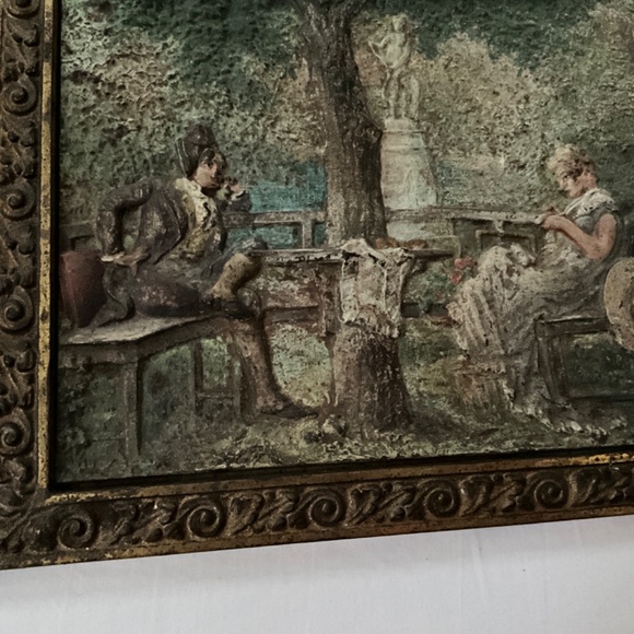 BRADLEY & HUBBARD Antique Painted Cast Iron Garden Scene - Picture 7 of 11